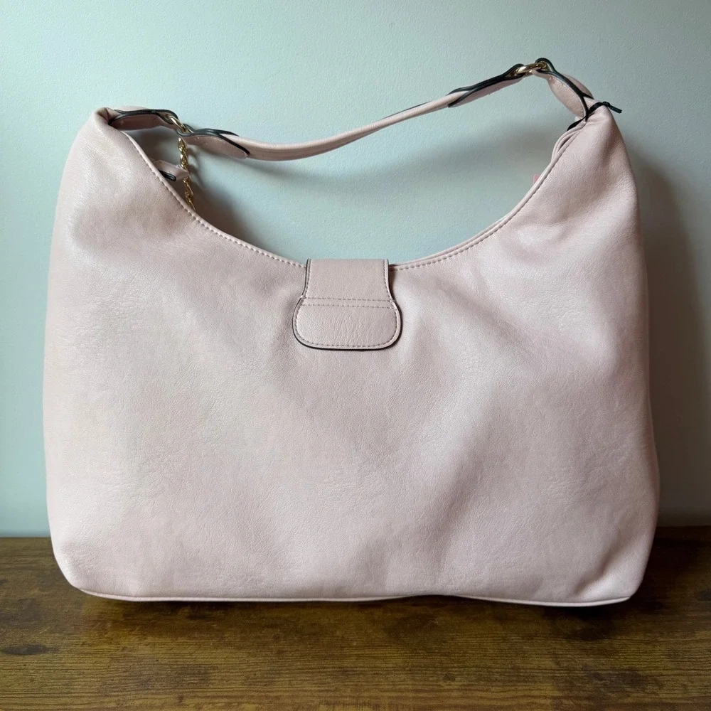 New Juicy Couture Royal Crest Large Light Pink Hobo Shoulder Handbag Y2K Charms